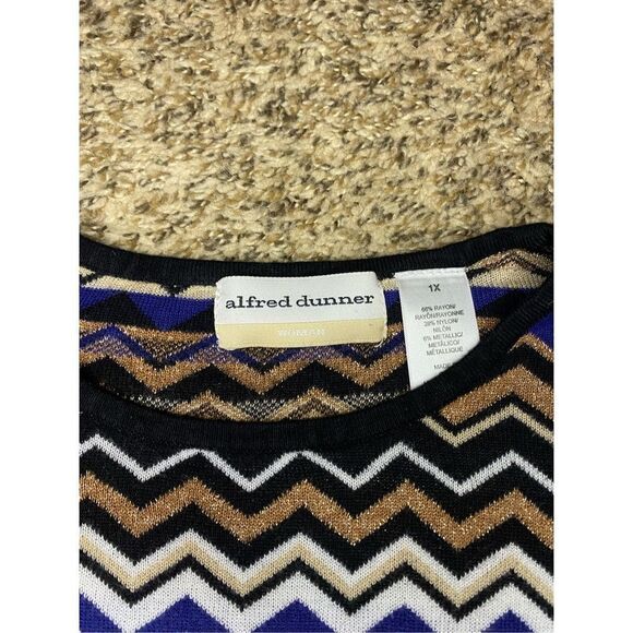 Alfred Dunner Chevon Gold Shimmer Sweater Top Women's Size 1x - Picture 6 of 7